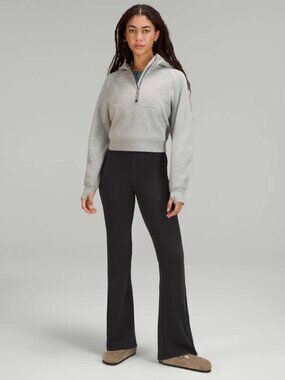 Lululemon Black Brushed Softstreme Ribbed Zip Flared Pant Size 8 High Rise